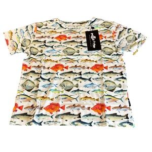 Millie + Roo Bamboo Colorful‎ Fish Print Bamboo T-Shirt, 5T